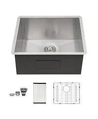 Flynama 23x18x12inch Laundry Sink Undermount Utility Tub Stainless Steel Deep Single Bowl 16 Gauge