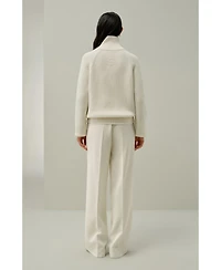 Lilysilk Women's Ribbed-knit Turtleneck Zip Cardigan