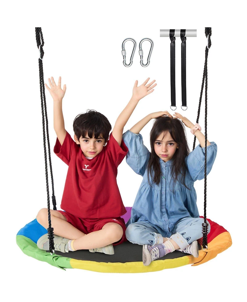 Mecale Tree Swing, 40" Saucer Swing, 750-Lb Capacity, 900D Oxford Seat, Hanging Straps & Adjustable Ropes