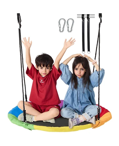 Mecale Tree Swing, 40" Saucer Swing, 750-Lb Capacity, 900D Oxford Seat, Hanging Straps & Adjustable Ropes