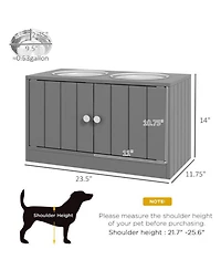Aostirmotor 23.6 in. Wide Dog Bowls with Storage Cabinet Containing Large Capacity in Grey