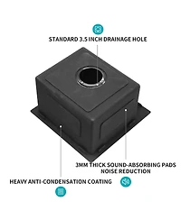 flynama 15x15x9inch Gunmetal Black Kitchen Sink Drop In Stainless Steel 16 Gauge Deep Single Bowl