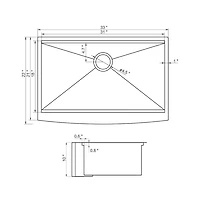 33x22inch Matte Black Farmhouse Kitchen Sink Stainless Steel Single Bowl Workstation Accessory Kit