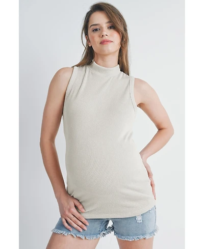 Hello Miz Maternity Sleeveless Mock Neck Tank Top