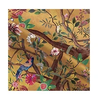 Slickblue 72-inch Brown Red Orange Green Floral Tree Birds Plants Flowers Shower Curtain