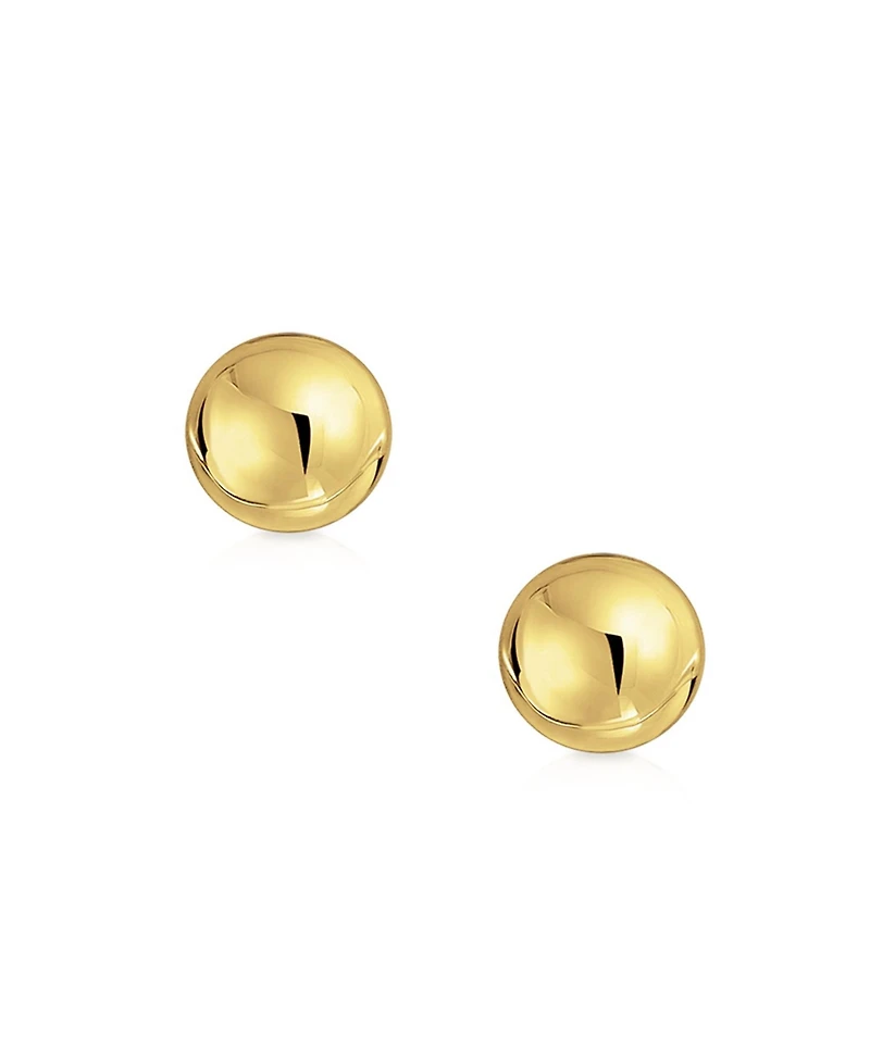 Bling Jewelry Timeless Classic Round Yellow 14K Gold Bead Ball Stud Earrings
