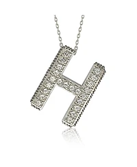 Suzy Levian Sterling Silver Sapphire 3-d Letter "H" Initial Pendant