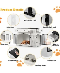 Aostirmotor Dog Crate with 3 Drawers,Removable Feeder in White