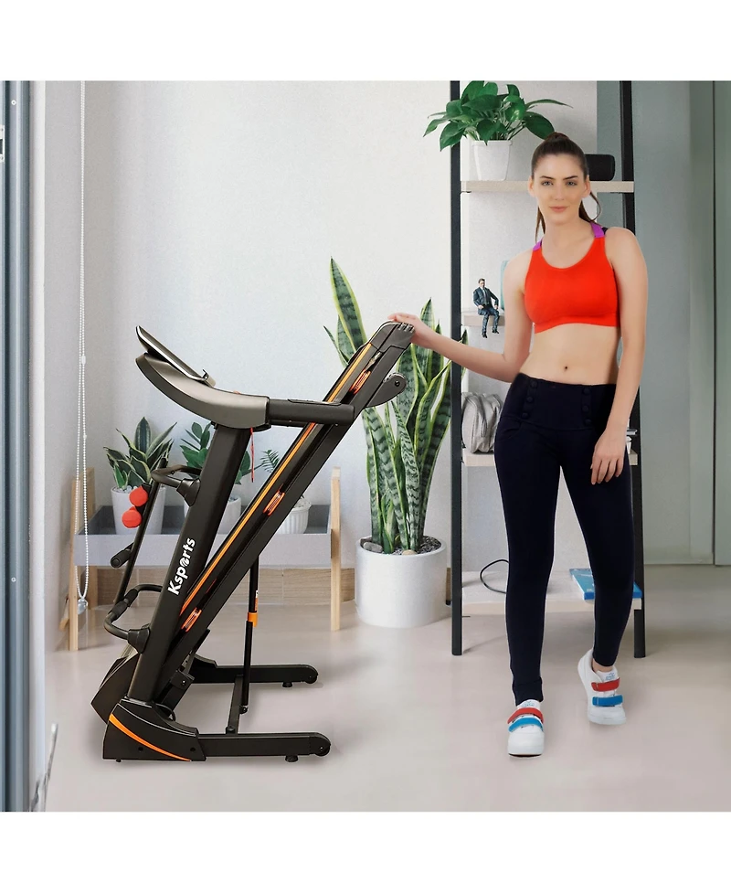 Ksports 16.5 In Wide Foldable Home Treadmill w/ Bluetooth & Fitness Tracking App