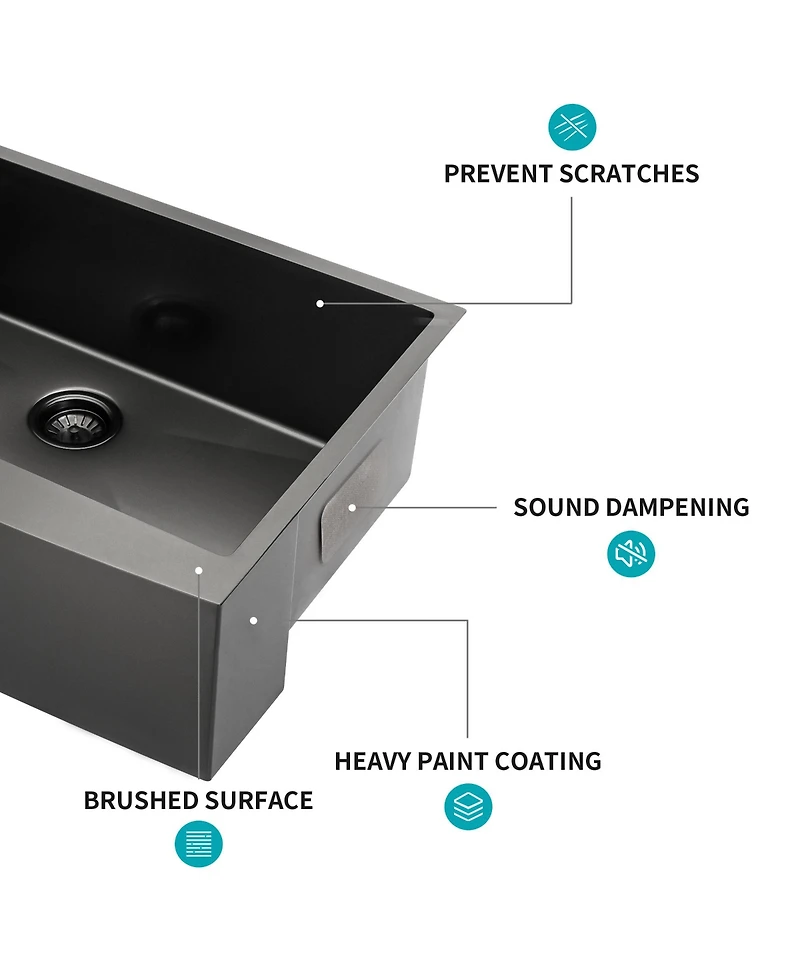 flynama 33x21x10inch Gunmetal Black Farmhouse Kitchen Sink Stainless Steel Apron Front 16 Gauge