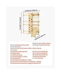 Swedish Ladder Wall Gym with 9-in-1 Solid Wood Stall Bars
