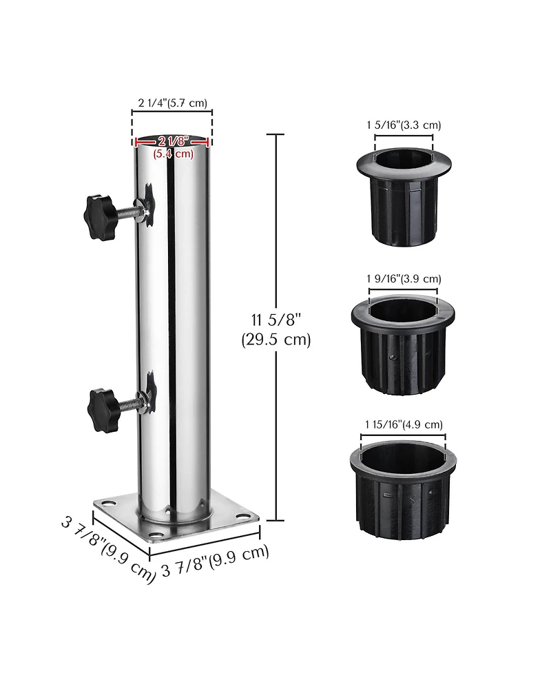 LAGarden Patio Umbrella Stand Stainless Steel Deck Mount Parasol Base for Granite Outdoor Railing Balcony Courtyard Poolside