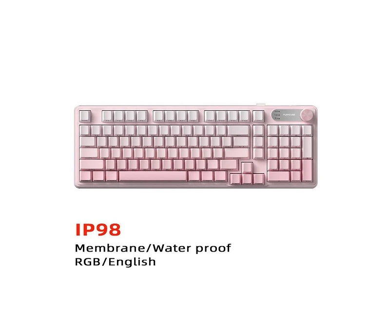 Risokeys Mechanical Feel Waterproof Keyboard 98-Key (Mist Peach Pink Side Print) 3-Mode (Wired/2.4G/Bluetooth) Rgb Gaming Keyboard