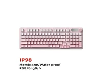 Risokeys Mechanical Feel Waterproof Keyboard 98-Key (Mist Peach Pink Side Print) 3-Mode (Wired/2.4G/Bluetooth) Rgb Gaming Keyboard