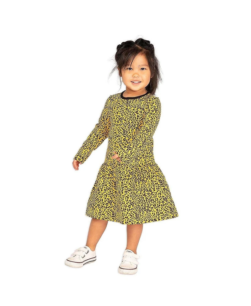 Mightly Toddler Fair Trade Organic Cotton Long Sleeve Drop Waist Dress