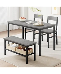 gaomon Kitchen Table and 2 Chairs for 4 with Bench,4 Piece Dining Table Set,Dining Room Table Set for Small Space, Modern Sturdy Table