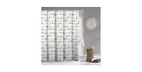 Slickblue 72-inch 100-Percent Cotton Fabric Shower Curtain with Teal Beige Black Birds