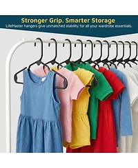 Lifemaster Kids Plastic Hangers, Black, 11.6", with shoulder notches, space-saving, hold 5 lbs, ideal for baby, toddler & kids clothes