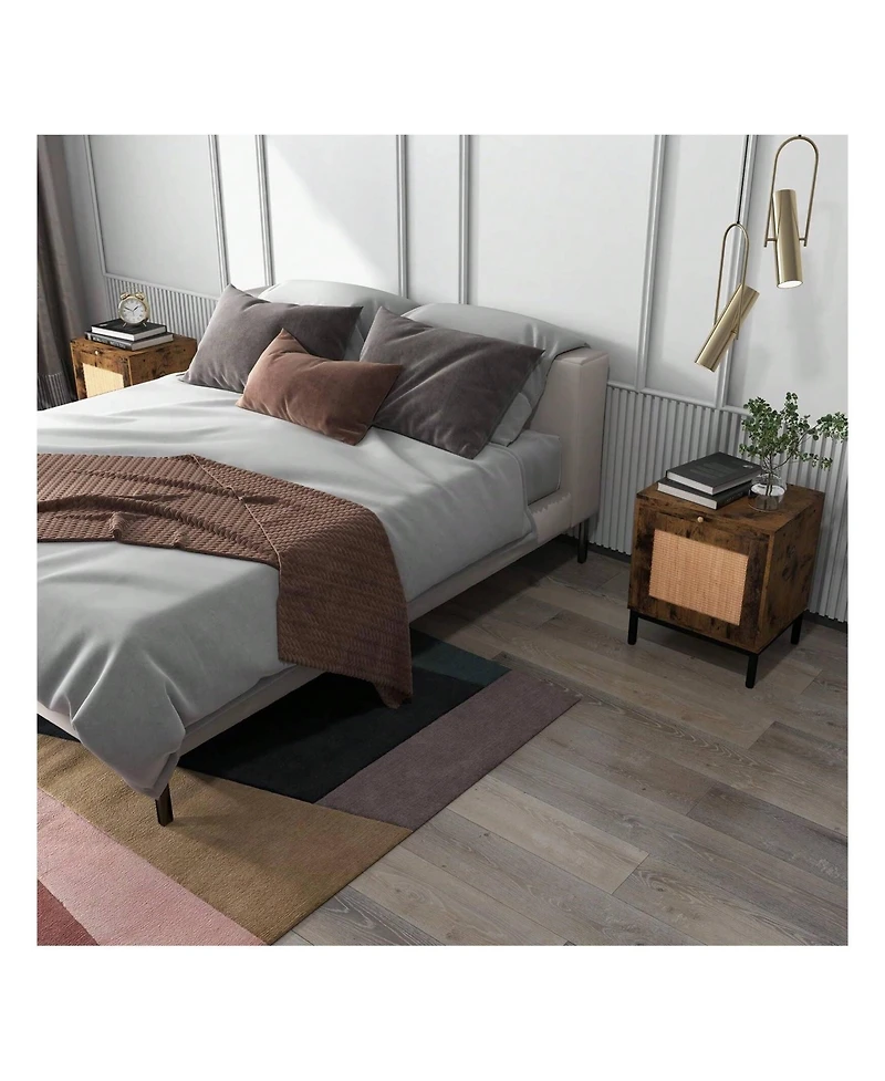 gaomon End Table Wood Nightstand With Storage Shelf