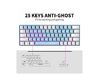 Risokeys 63-Key Wired Mechanical Keyboard, Blue Switch, Hot-Swappable, Rainbow Backlit – Compact Gray/Beige for Gaming & Work.