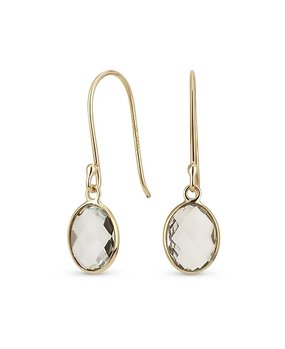 Bling Jewelry Classic 10K Gold Faceted Natural Stones Bezel Set Oval Drop Earrings