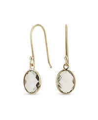 Bling Jewelry Classic 10K Gold Faceted Natural Stones Bezel Set Oval Drop Earrings