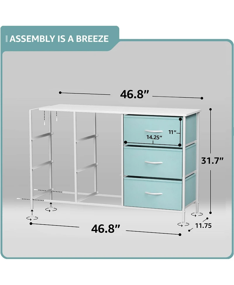 Sorbus 9 Drawers Dresser- Storage Unit with Steel Frame, Wood Top, Fabric Bins