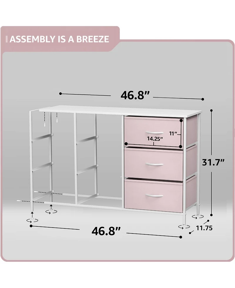Sorbus 9 Drawers Dresser- Storage Unit with Steel Frame, Wood Top, Fabric Bins