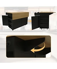 gaomon Rolling Kitchen Island with Drop-Leaf Top, Charging Station, Storage Cart with Shelves/Drawers, 47.2