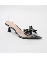 Berness Ninetta Clear Slingback Heels with Crystal Bow