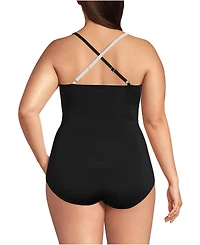 Lands' End Plus SlenderSuit Pleated Low Leg One Piece Swimsuit