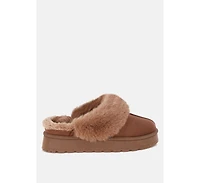 London Rag Women's Portho Faux Fur Slip Flat