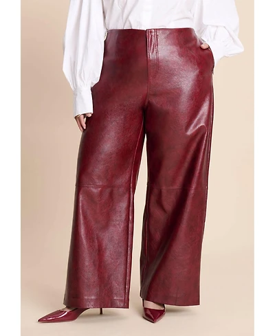 Eloquii Women's Textured Faux Leather Wide Leg Pant