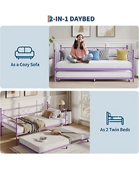 gaomon Easy Assembly Twin Size Daybed Metal Daybed Frame Space Saving, for Living Room