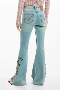 Desigual Women's Denim pants with floral stitching
