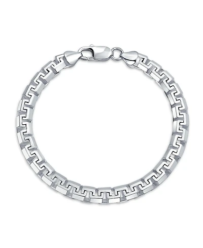 Bling Jewelry Solid Heavy Fancy Box Franco Link Chain Bracelet .925 Sterling Silver Made In Italy 8 Inch