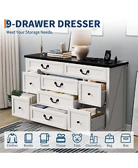 Gaomon Dresser with Power Outlet, Farmhouse Dresser with Metal Handle