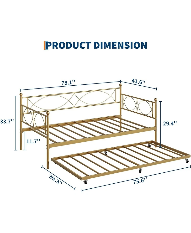 gaomon Twin Size Metal Daybed Frame Space Saving, for Living Room