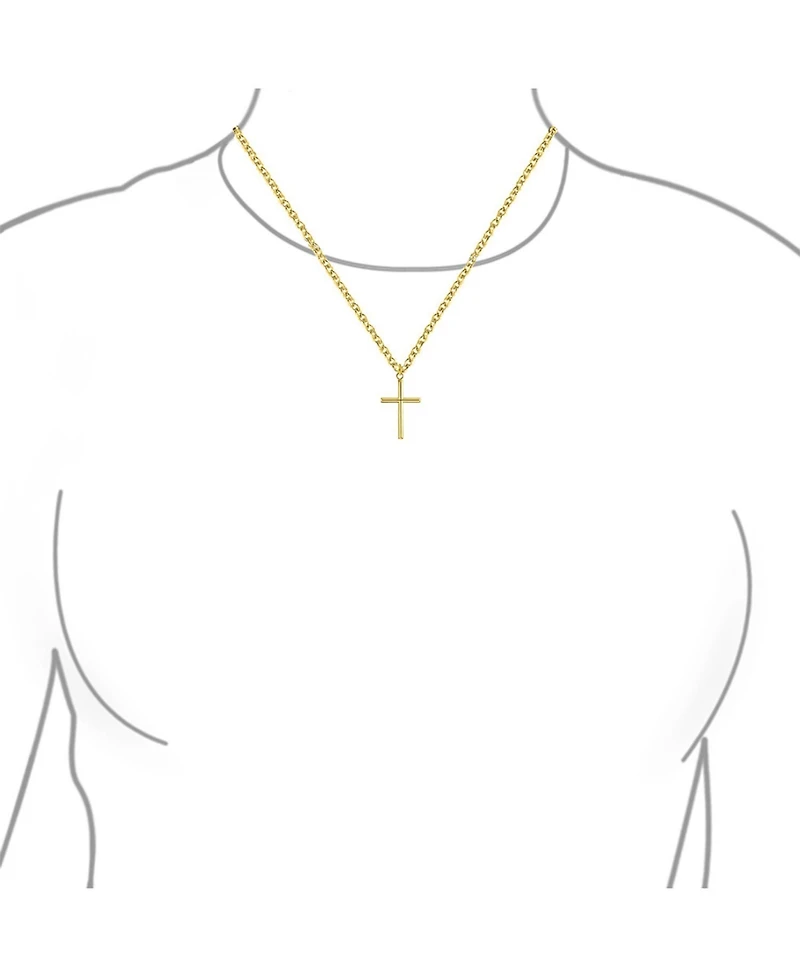 Bling Jewelry Religious Jewelry Simple 14K Yellow Gold Cross Pendant Necklace Chain Not Included