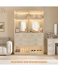 Aheaplus Closet System with Mirror and Drawers
