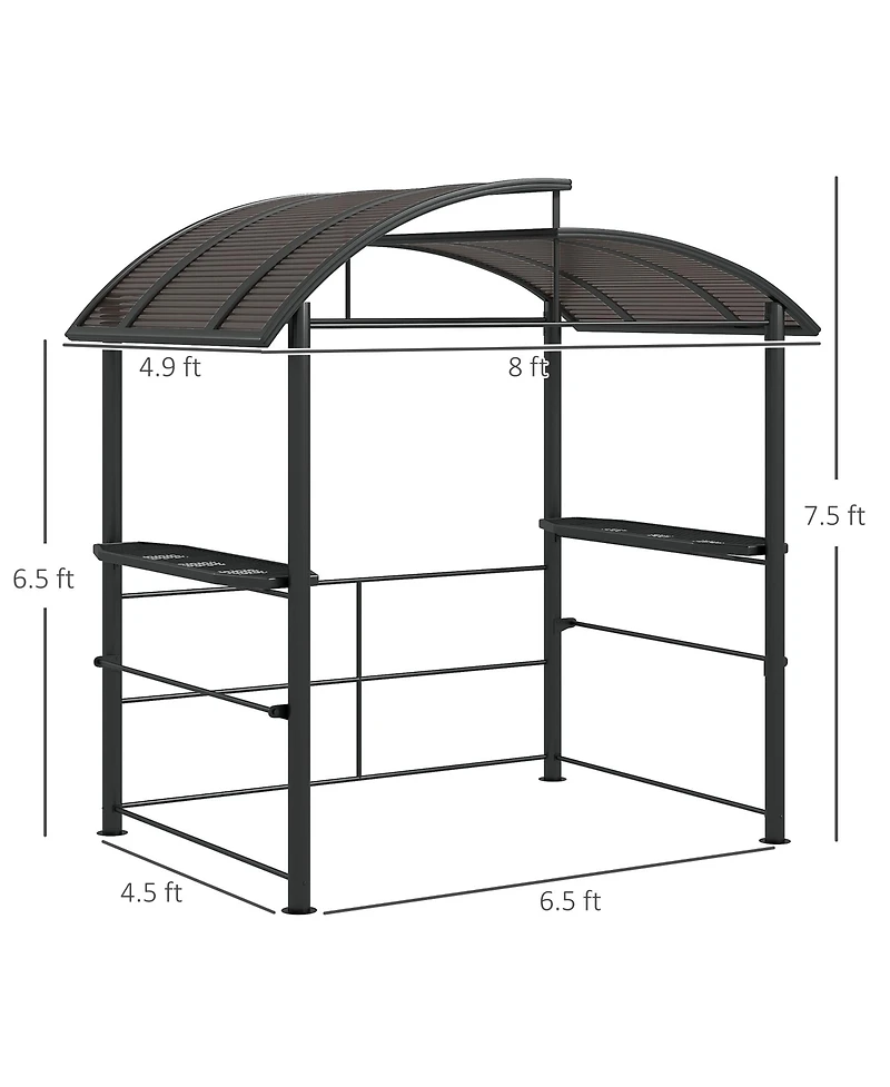 Outsunny 8' x 5' Grill Gazebo Shelter with Vented Pc Roof, Side Shleves