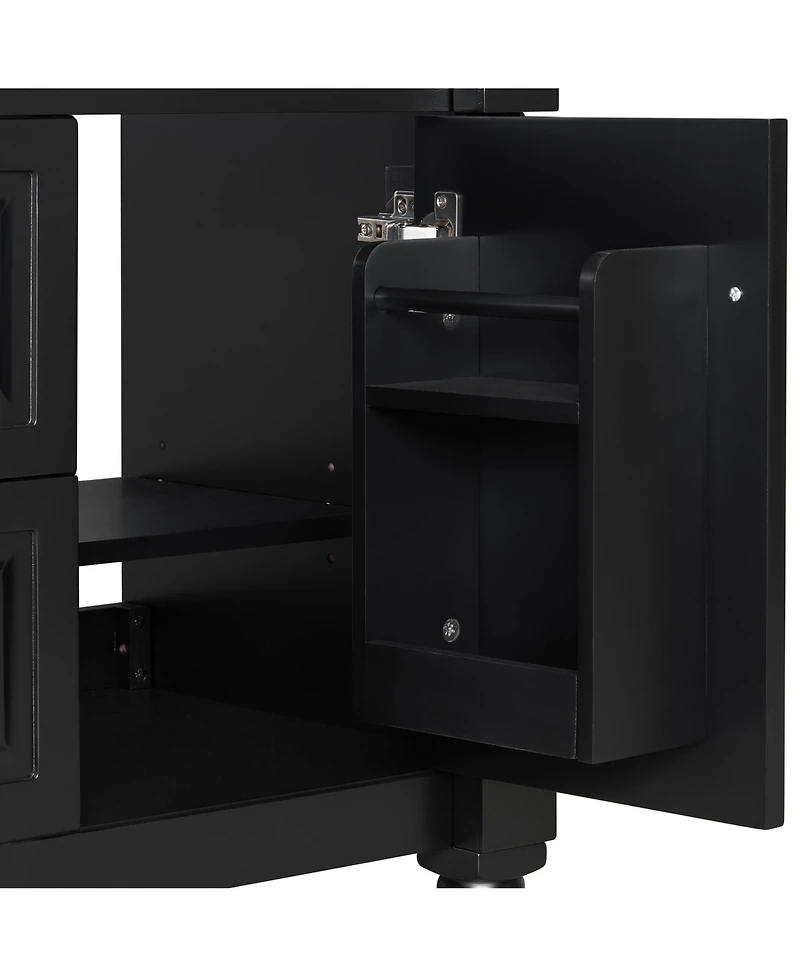 Cesicia 24 in. Freestanding Bathroom Vanity with Sink, Flip Drawer, Adjustable Shelf, Solid Rubberwood Frame, Mdf Panels and Metal Handles