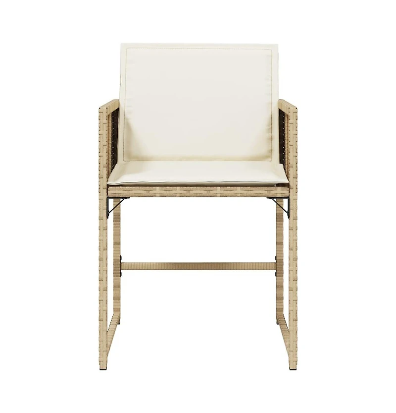 Patio Chairs with Cushions 4 pcs Beige Poly Rattan