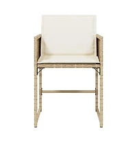 Patio Chairs with Cushions 4 pcs Beige Poly Rattan