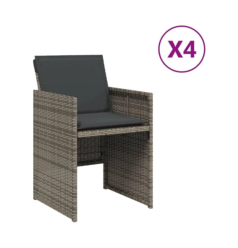 Patio Chairs with Cushions 4 pcs Gray Poly Rattan
