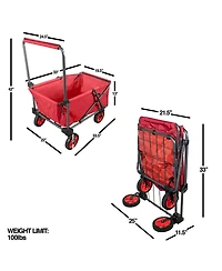 Zenithen Large Folding Portable Wagon with Travel Wheels, Red