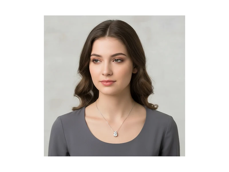 Rivka Friedman Rhodium Pear Cz Solitaire Necklace