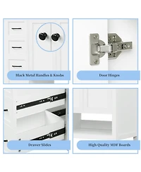 Cesicia Solid Wood 36 in. Bathroom Vanity Cabinet with Sink Top, Two Doors and Two Drawers, Open shelf