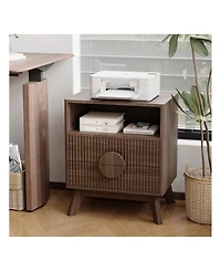 gaomon 2PCS Fluted Night Stand Wood Tall Nightstands With Charging Station Usb Ports And Outlets Nightstand Bedside Table