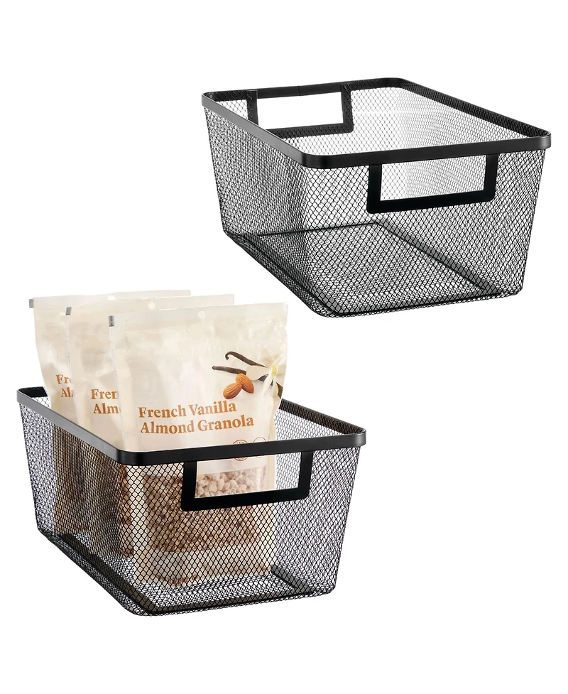 mDesign Metal Mesh Pantry Basket with Handles - Set of 2